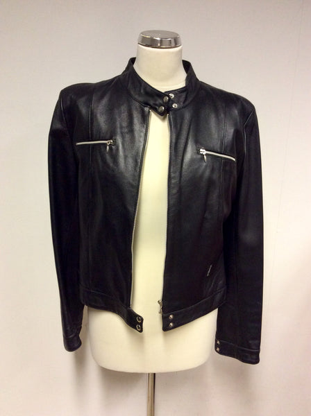 FIORELLI BLACK SOFT LEATHER ZIP UP JACKET SIZE 12 14