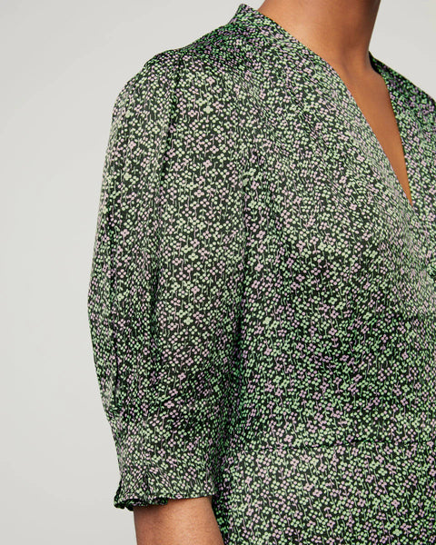green lace boho dress Wool Blend Collar Dress