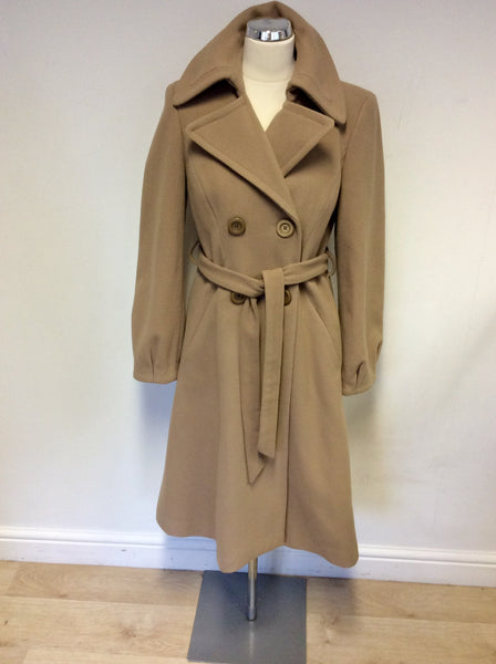 Knee length camel wool coat online