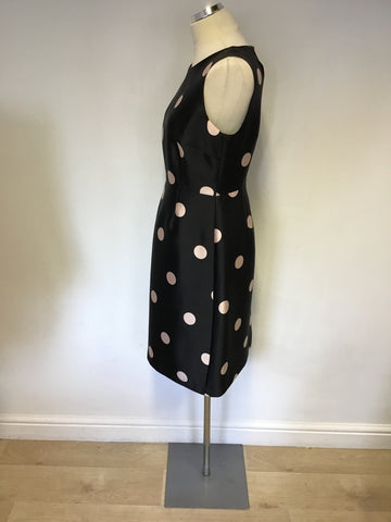 HOBBS BLACK & PALE PINK SPOT SPECIAL OCCASION DRESS SIZE 12