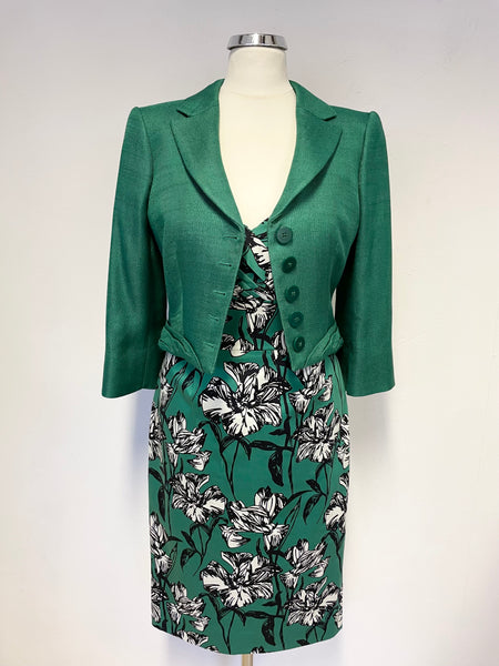 HOBBS INVITATION EMERALD GREEN FLORAL DRESS & BOW TRIM JACKET SUIT SIZ Whispers Dress Agency HOBBS INVITATION EMERALD GREEN FLORAL DRESS & BOW TRIM JACKET SUIT SIZ Whispers Dress Agency