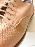 BRAND NEW WITH DEFECT GEMO WOMAN PALE PEACH LACE UP LEATHER FLATS SIZE 7/40