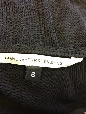 DIANE VON FURSTENBURG BLACK WRAP AROUND 3/4 SLEEVE DRESS SIZE 6 UK 10