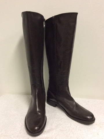 NIC DEAN DARK BROWN LEATHER KNEE LENGTH BOOTS WIDER FIT SIZE 7.5/41