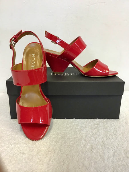 BRAND NEW HOBBS MILLIE CHERRY RED PATENT LEATHER SANDALS SIZE 4 37
