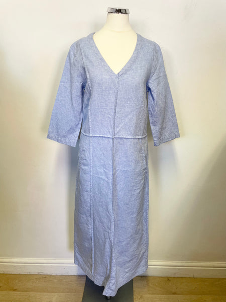 POETRY LIGHT BLUE LINEN 3/4 SLEEVE MIDI LENGTH SHIFT DRESS SIZE 10 Whispers Dress Agency POETRY LIGHT BLUE LINEN 3/4 SLEEVE MIDI LENGTH SHIFT DRESS SIZE 10 Whispers Dress Agency