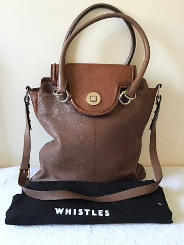 WHISTLES TAN BROWN LEATHER LARGE SHOULDER/ CROSS BODY BAG