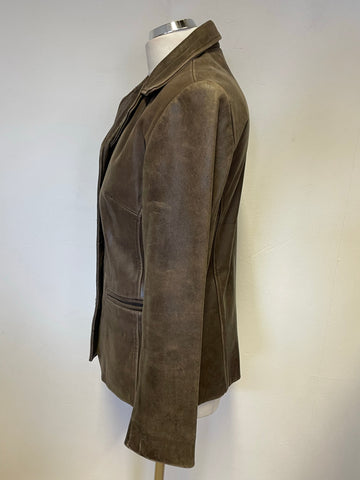 VINTAGE HYDE PARK LEATHER COMPANY BROWN LEATHER FITTED JACKET SIZE M