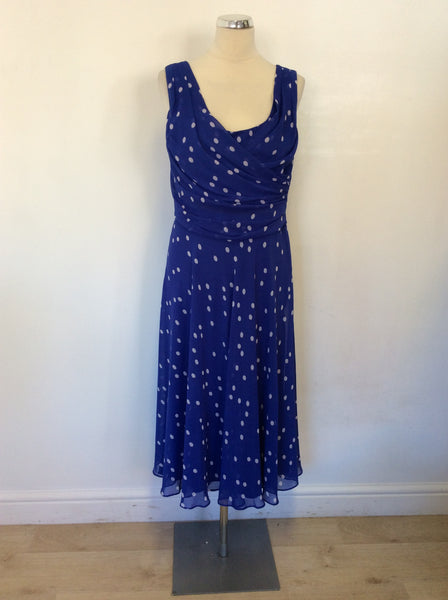 JACQUES VERT BLUE WHITE SPOT SPECIAL OCCASION DRESS SIZE 12