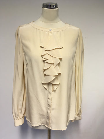 AUSTIN REED NUDE SILK FRILL FRONT BLOUSE SIZE 12