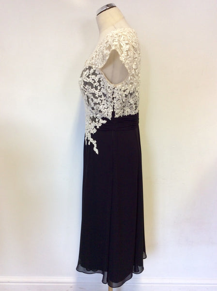JACQUES VERT BLACK & BEADED IVORY LACE SPECIAL OCCASION DRESS SIZE 12 Whispers Dress Agency JACQUES VERT BLACK & BEADED IVORY LACE SPECIAL OCCASION DRESS SIZE 12 Whispers Dress Agency
