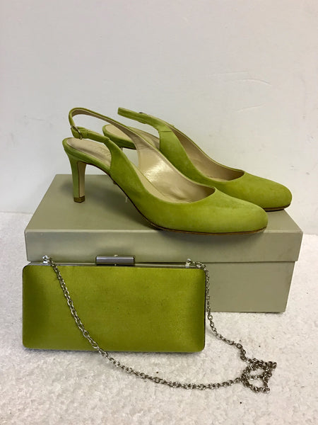 HOBBS LIZZIE WATERLILY GREEN SUEDE SLINGBACK HEELS SIZE 6 39
