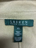 RALPH LAUREN CAMEL SLEEVELESS KNIT JACKET WITH LEATHER BUCKLE FASTEN SIZE XS