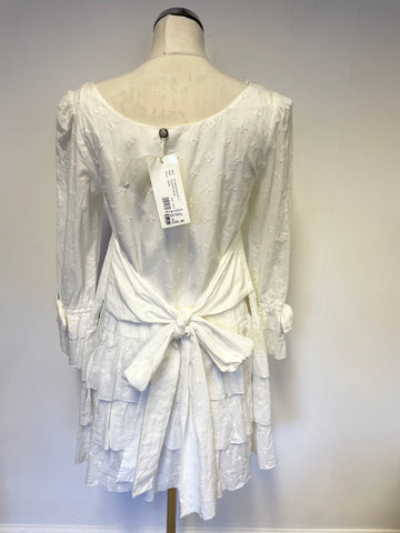 BRAND NEW ALICE BY TEMPERLEY COLETTE WHITE BROIDIERE ANGLAISE FRILL DRESS SIZE 10