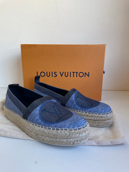 BRAND NEW IN BOX LOUIS VUITTON SEASHORE DENIM BLUE ESPADRILLE PUMPS SIZE 6/39