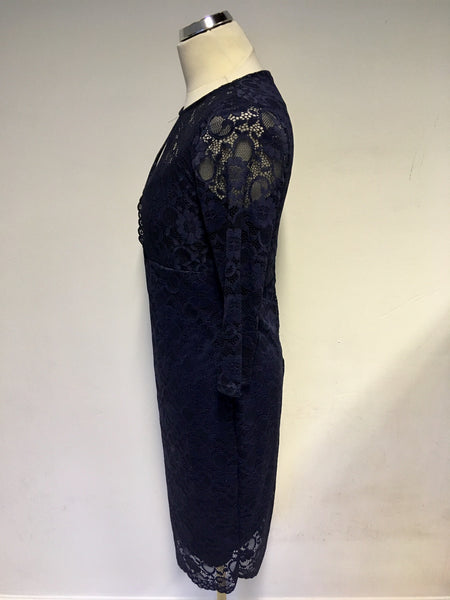 JESSICA WRIGHT NAVY BLUE 3 4 SLEEVE LACE DRESS SIZE 14 Whispers