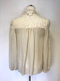 SOMERSET BY ALICE TEMPERLEY CREAM SILK LACE TRIM BLOUSE SIZE 8