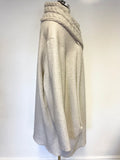 CHESCA BEIGE WOOL BLEND CABLE KNIT COLLAR COAT SIZE 4 UK 24