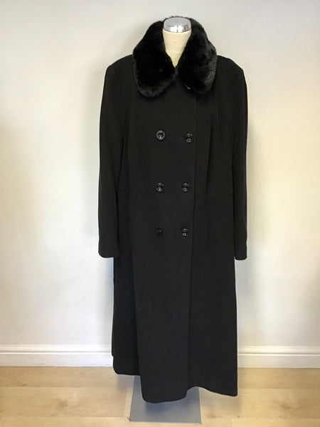WINDSMOOR BLACK DETACHABLE FAUX FUR COLLAR FULL LENGTH COAT SIZE 24 Whispers Dress Agency