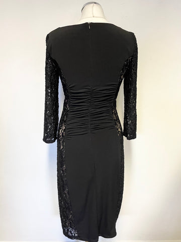 PHASE EIGHT BLACK JERSEY LACE PANELLED SPECIAL OCCASION PENCIL DRESS SIZE 12