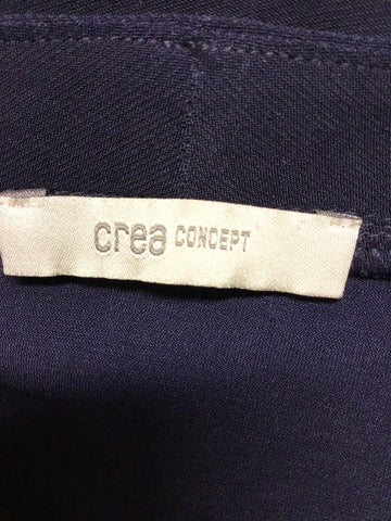 CREA CONCEPT NAVY BLUE SHORT SLEEVE STRETCH TOP & MATCHING TROUSERS SIZE 42/44 UK 16/18