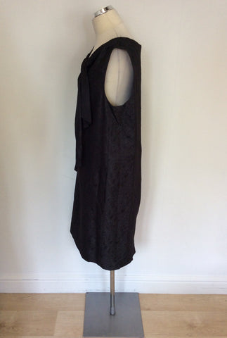 HUGO BOSS BLACK EMBOSSED PRINT SILK BLEND SHIFT DRESS SIZE 14