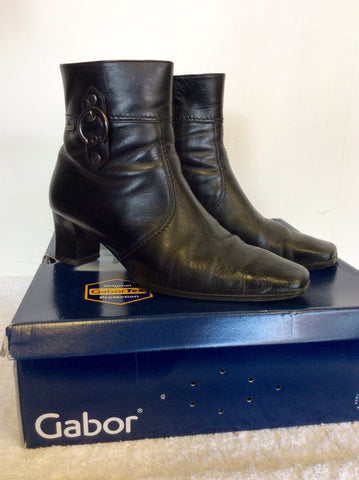 GABOR BLACK LEATHER ANKLE BOOTS SIZE 7/40
