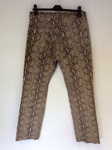 HUGO BUSCATI BEIGE SNAKESKIN LEATHER TROUSERS SIZE 12 TALL