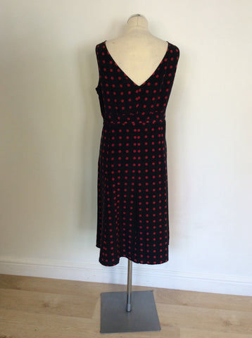 HOBBS BLACK & RED SPOTTED SILK DRESS SIZE 18