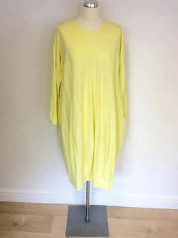 BRAND NEW MADE IN ITALY YELLOW COTTON OVERSIZE DRESS SIZE L/XL