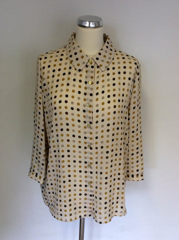 JAEGER CREAM & BROWNS SPOTTED BLOUSE SIZE 16