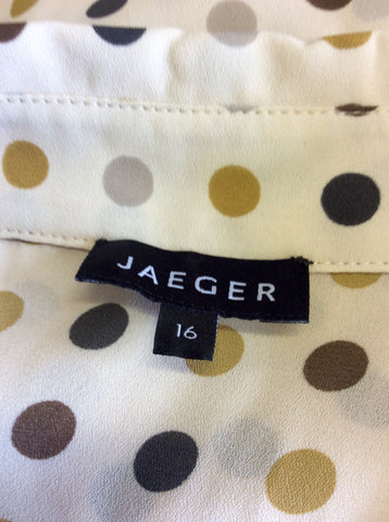 JAEGER CREAM & BROWNS SPOTTED BLOUSE SIZE 16