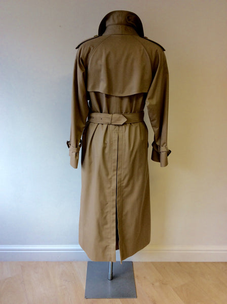 BURBERRY HONEY BEIGE LONG MAC/TRENCH COAT SIZE 12/14