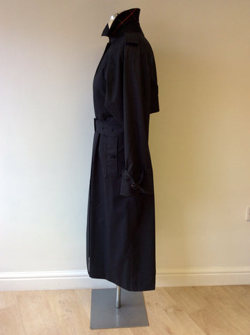 BURBERRY DARK BLUE LONG MAC/TRENCH COAT FIT UK 12/14 - Whispers Dress Agency - Womens Coats & Jackets - 3