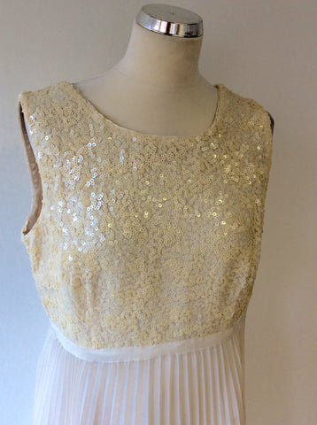 COAST CREAM SEQUINNED COCKTAIL/OCCASION DRESS SIZE 16 - Whispers Dress Agency - Womens Dresses - 2