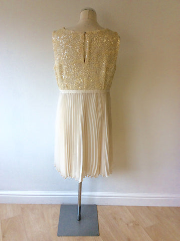 COAST CREAM SEQUINNED COCKTAIL/OCCASION DRESS SIZE 16 - Whispers Dress Agency - Womens Dresses - 4