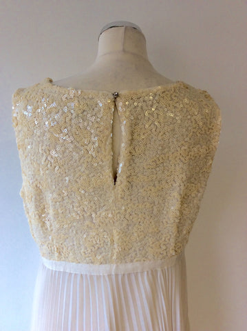 COAST CREAM SEQUINNED COCKTAIL/OCCASION DRESS SIZE 16 - Whispers Dress Agency - Womens Dresses - 5
