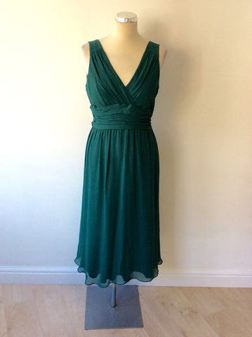 HOBBS EMERALD GREEN SILK OCCASION DRESS SIZE 12 - Whispers Dress Agency - Womens Dresses - 1