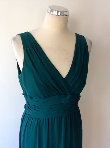 HOBBS EMERALD GREEN SILK OCCASION DRESS SIZE 12 - Whispers Dress Agency - Womens Dresses - 2