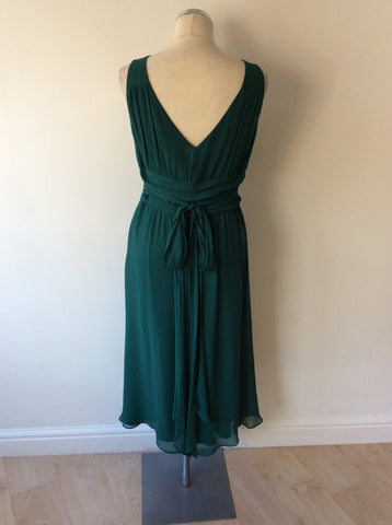 HOBBS EMERALD GREEN SILK OCCASION DRESS SIZE 12 - Whispers Dress Agency - Womens Dresses - 4