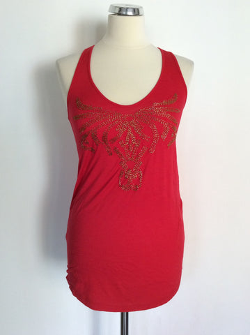 BRAND NEW ARMANI EXCHANGE RED & GOLD BEADED VEST TOP SIZE XS