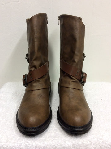 BRAND NEW BLOWFISH BROWN BIKER STYLE BOOTS SIZE 6/39 - Whispers Dress Agency - Sold - 1