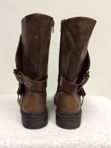 BRAND NEW BLOWFISH BROWN BIKER STYLE BOOTS SIZE 6/39 - Whispers Dress Agency - Sold - 4