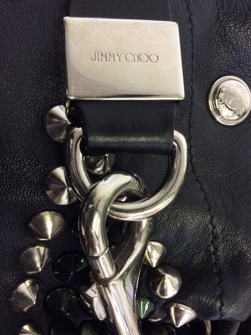 JIMMY CHOO BLACK LARGE LEATHER STUDDED SHOULDER BAG - Whispers Dress Agency - Shoulder Bags - 8