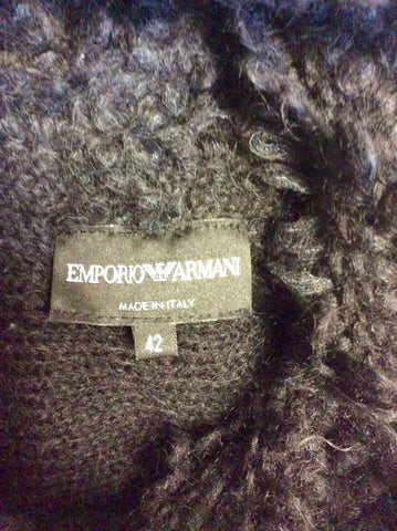 EMPORIO ARMANI CHARCOAL & SILVER GREY TRIM POLO NECK JUMPER SIZE 42 UK 12 - Whispers Dress Agency -  - 3