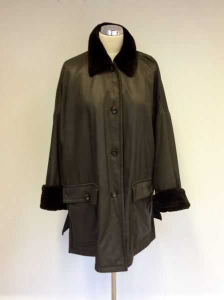 CERRUTI CLUB BROWN FAUX FUR TRIM JACKET SIZE 10 - Whispers Dress Agency - Womens Coats & Jackets - 1