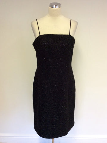 E'SENSUAL BLACK SHIMMER WOOL BLEND STRAPPY DRESS SIZE 16 - Whispers Dress Agency - Womens Dresses - 2