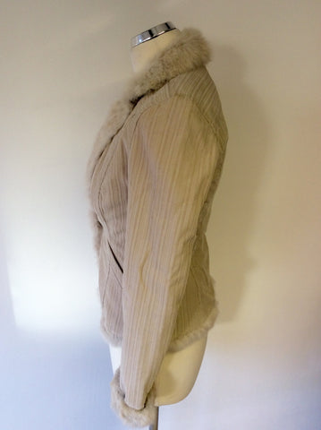 ARMANI EXCHANGE CREAM RABBIT FUR LINED & TRIM JACKET SIZE S - Whispers Dress Agency - Womens Coats & Jackets - 3