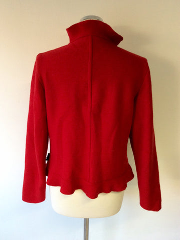 CSAR RED WOOL FRILL EDGE TRIM JACKET SIZE 38 UK 10 - Whispers Dress Agency - Sold - 2