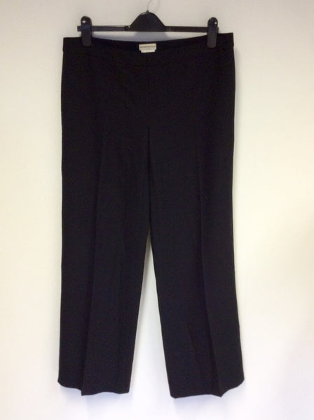 EMPORIO ARMANI BLACK FORMAL WOOL TROUSERS SIZE 48 UK 16 - Whispers Dress Agency - Womens Trousers - 1